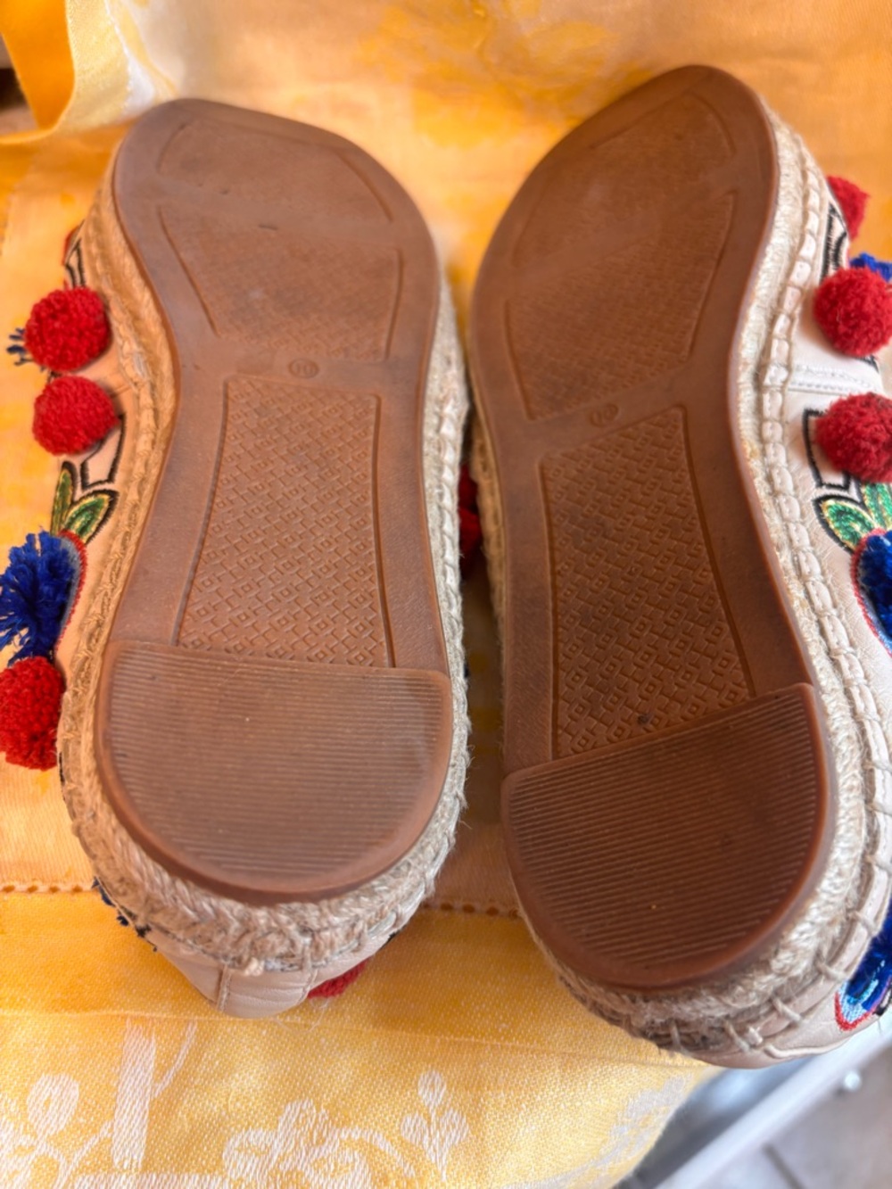 Tory Burch Ellis Pom Pom Leather Espadrille size 10 good shape - Picture 6 of 10